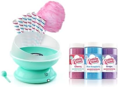 Cotton Candy Express BB1000-S Cotton Candy Machine, with 3-11oz. Jars of Cherry, Grape, Blue Raspberry Floss Sugar & 50 Paper Cones. Easy to Use and Clean. Nostalgia and Fun for Kids and Adults