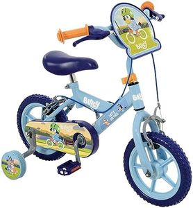 Bluey 12 Inch Kids Bike with Stabilizers Officially Licensed Sturdy Steel Frame Puncture-Proof Tires Rear Calliper Brakes Fully Enclosed Chainguard Adjustable Handlebar Seat Height Age 3+