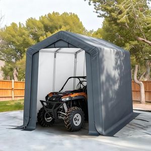 Motorcycle Storage Shed, Heavy Duty Small Carport Outdoor, Shades Portable Storage Shelter, Garage with Rolled up Zipper Doors, for Motorcycle, Bicycles and Outdoor Tools, Canopy Shelter (Silvery, XL)
