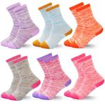 TRAMLE Girls Socks 6 Pairs,calf stockings crew socks for girls toddler kid 5-7 years old mid calf socks