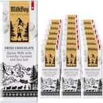 Milkboy Swiss Milk Chocolates - Premium Alpine Milk Chocolate Bars with Crunchy Caramel & Sea Salt - Made in Switzerland - GMO Free - UTZ Certified - Each 1.4 oz - 20 Pack