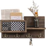 Dahey Key Holder Wall Mounted Mail Holder Organizer with 4 Double Key Hooks for Wall Entryway Decorative Key Rack Shelf Rustic Home Decor for Entryway Mudroom Hallway Kitchen Office, Bronze