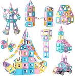 Magblock Magnetic Building Blocks Set, Magnetic Tiles Construction Toys for 3-8 Kid, Educational STEM Learning Toys Gift for Toddlers Boys Girls (136 PCS)
