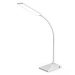 K&ZZ Desk Lamp, Touch-Sensitive Small Desk Light, LED Table Lamp with 5 Lighting Modes, Desk Lamps with USB Charging Port for Home Office, 7 Levels Brightness, White