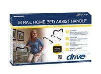 Drive Medical M-Rail Home Bed Assist Handle with Pouch, Adjustable Contoured Bed Rail with Multiple Gripping Positions, Black/White