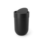 Umbra Touch Trash Can, Small 1.6-Gallon Garbage Bin with Swing Lid, Waste Basket for Bathroom or Office, Black