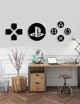 STASH HOUSE Gamers Wooden Wall Sign Set, PS5 Geometric Home Decor Gift for Gamers,Gamers Wall Art, PS4 3D Logo (45x 43 cm)