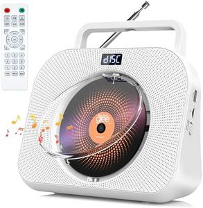 Greadio Portable CD Player with Bluetooth, Desktop CD Players for Home, FM Radio, HiFi Speaker, Time Display, USB,TF Card,AUX,Remote Control,Headphone Jack,Alarm Clock,Sleep Timer