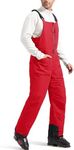 FREE SOLDIER Men's Insulated Waterproof Snow Bibs Ski Overalls(Urban Red,L/32L)