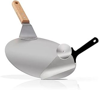 Nuwave 2pc Pizza Kit, 10” Stainless Steel Pizza Peel, Stainless Steel Pizza Cutter/Server Combo, Great for Thin and Thick Pizza, Baking Homemade Pizza Bread