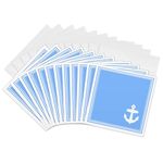 3dRose gc_57490_2 6 x 6-Inch "Contemporary Chic Nautical White Sailor Anchor in Corner On Light Sea Blue with White Border" Greeting Card