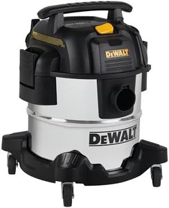 DEWALT DXV05S 5 Gallon Stainless Steel Wet/Dry Vac, 4 Peak HP Shop Vacuums with Attachments, Powerful Suction, 1-7/8" Hose, DXV05S, Silver