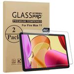 HunDun 2 Pack Screen Protector for Fire Max 11 Tablet (2023 release), 9H Tempered Glass Film, HD Clear