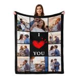 Prints Fun Personalized Valentines Day Blanket Gifts for Him Her, I Love You Gifts for Boyfriend, Custom Photo Blanket for Girlfriend Gifts, Birthday Gift for Couples Wife Husband Men Women