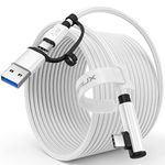 JSAUX Link Cable 5m, Compatible with Oculus Quest 3/2, Meta Quest 3/2, USB 3.0 Type C to C VR Headset Cable with USB adapter, 5G Speed Data Transfer Charging Cord for Quest-White