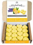 Lemon Lavender Wax Melts: 16 pcs x 5g Heart Shaped Scented Wax Melts, Vegan & Pet Friendly, Cruelty & Plastic Free, Handmade in UK, Candle Alternative