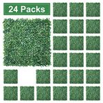 Potlimepan 24pcs Boxwood Panels, Greenery Mats Green Grass Wall for UV Protection, Artificial Protected Privacy Panel for Garden Decoration,Indoor and Outdoor Fence (20" x 20")