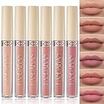 DuoZeng 6 Pcs Nude Lipstick Set,Matte Velvet Liquid Lipstick Not Fade Non-Stick Cup Lip Stick Lip Makeup Sets,Waterproof Long-lasting Lip Stain Lip Gloss Set for Women Lip Makeup