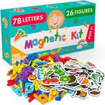 Magnetic Letters and Foam Magnets for Toddlers and Kids - Alphabet Magnets for Fridge and Dry Erase Board - Baby Magnets with Zoo and Farm Animals - Educational Toy for Preschool Learning and Spelling