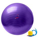 UDKI Yoga Ball for Exercise |Purple 85cm| Inflatable Rubber Gym Ball with Pump|Anti-Burst| Balance, Stability, Training, Stretches, Pregnancy, Fitness, Workout Ball for Women & Men