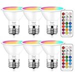 Yangcsl LED Light Bulb 40W Equivalent 400LM, Color Changing Light Bulb with Remote, RGB & Warm White, 45 Degree Beam Angle and Memory Function, E26 Base (6 Pack)