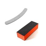 EverGlowy 1 Pc Nail Art Shiner Buffer Block Orange Buffing Sanding File And 1 Pc Banana Shape Nail Filer For Women & Girls