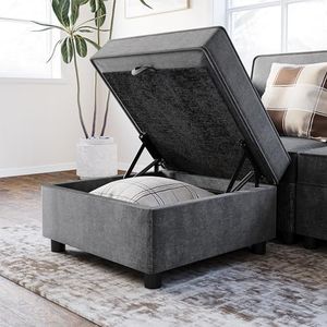 GAOMON Storage Ottoman Modular Reversible Chaise Module Couch Convertible Bench Sectional Free Configuration Ottoman for Living Room & Bedroom Grey 26" D x 26" W x 17" H