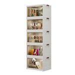 Storage Bins With Lids Folding Storage Boxes With Wheels, Collapsible Closet Organizers Stackable Storage Bin For Clothing, Blankets, Books, Bedding And Toys 5-Layer,12 Gallon