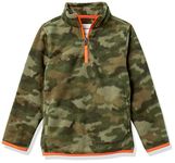 Amazon Essentials Boys' Polar Fleece Quarter-Zip Pullover Jacket, Green Camouflage, 8 Years