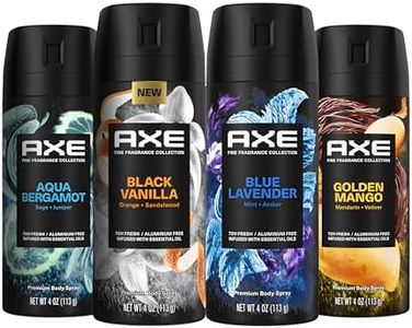 AXE Fine Fragrance Collection Premium Deodorant Body Spray for Men - Variety Pack - Blue Lavender, Aqua Bergamot, Golden Mango, & Black Vanilla - Pack of 4 72H Odor Protection, Aluminum Free, 4 oz