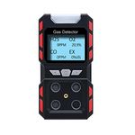 GiiHoo Portable 4 Gas Detector, Sound Light Vibration Multi-Gas Monitor Meter, Rechargeable Lcd Screen Backlight -Ready To Use (Black)