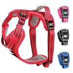 Elite Paws® UK: Premium Metal Buckle Dog Harness, Strong, Safe, Padded, Comfortable, Adjustable, Reflective, Front/Back Lead Attachments, Soft Handle, Pet Walking Vest/Training Product (Red, Small)