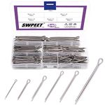 Swpeet 340Pcs 304 Stainless Steel Cotter Pin Clip Key Fastener Fitting Assortment Kit Perfect for Automotive Mechanics Small Engine Repair