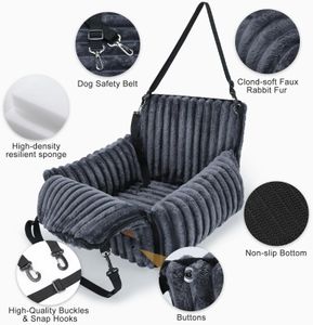 MIXJOY Dog Car Seat Bed – Grey Pet Travel Booster