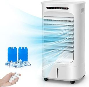 COSTWAY Evaporative Air Cooler, Portable Cooling Fan & Humidifier with Remote, 15H Timer, 63° Oscillation, 3 Modes, 3 Speeds, 2.6 Gal Water Tank, LED Display, Quiet Swamp Cooler for Bedroom Office
