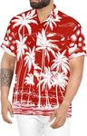 LA Leela Men's Beach Tropical Palm Tree Shirts Hawaiian Shirt for Men L Red, Sea Shore