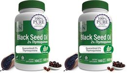 Black Seed Oil 500mg 2% Thymoquinone (10mg TQ per Serving) 100 Count – 100% Pure Cold-Pressed - Soy-Free & Non-GMO by Health Thru Nutrition (Pack of 2)
