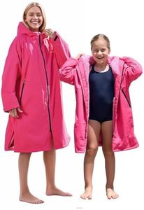 Owntop Swim Parka Men, Waterproof Surf Poncho, Warm Sherpa Lining, Oversized Hooded Changing Robe Swimming Coat for Beach Pool (Pink, XL)