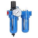 Compressed Air Filter Regulator,Filter Regulator and Lubricator High Hardness Zinc Alloy 2 Stage Air Compressor Water Separator Air Filter,for Industrial(3/8in NPT)