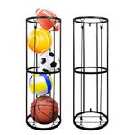 BEWITU Garage Ball Storage Rack, Wall-Mounted Basketball Holder, Vertical Ball Rack for Soccer Volleyball Football Basketball, Space-Saving Sports Ball Storage Organizer for Garage & Home