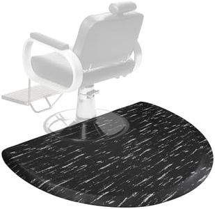 Amcomfy Anti Fatigue Semi Circle Salon Mat for Hair Stylist Anti-Slip Antique Series Salon & Barber Shop Chair Floor Mat (3' x 5' x 1/2'', Marbled Black)