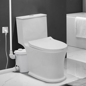 700 Watt Upflush Toilet with Macerator Pump For Basement, One Piece Macerating Toilet for Bathroom, Powerful & Quiet Dual-Flush Elongated One-Piece Toilet, Glazed Surface, 30FT Up Pumping