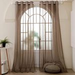 Story@Home Door Sheer Curtains 7 Feet Long Set of 2 | Solid Printed | Semi Transparent Curtain | Net Curtain | Curtains for Living Room | (118 x 215 cm, Camel) | Perfect for Home Decors