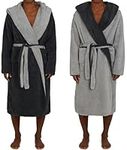 HOMELEVEL Sherpa Reversible Bathrobe Men with Hood Dressing Gown Housecoat Bathrobes Winter Warm