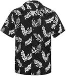 4th of July Shirts for Men American Flag Independence Day Shirts Patriotic Short Sleeve Hawaiian Shirts, Black Leaves, XX-Large