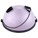 ZELUS 23 Inch Half Exercise Ball Stability Balance Board with Resistance Bands for Yoga Workouts, Home Gym Fitness Equipment for Men and Women, Half Dome Pilates Yoga Ball Trainer with Foot Air Pump, Lilac