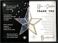 Handmade Iridescent Stained Glass Star with Heartfelt Thank You Message - Thank You Gift for Someone Special/Appreciation Gift/Gratitude Gift for Friends, Neighbors/Colleagues (Thank You)