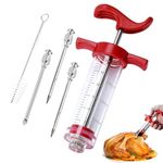 Plastic Meat Injector Syringe Kit – 30ml Marinade Injector with 3 Needles and 1 Brush for Flavor Infusion – Ideal for Poultry, Beef, Pork, and More
