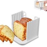 HERCHR Bread Slicer, Plastic Bread Slicer Machine Adjustable Toast Slicer Foldable Manual Bread Slicer 10/20mm Thickness Bread Loaf Slicer Kitchen Baking Tools for Homemade Bread, 16x15x14.5cm