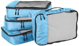 Amazon Basics 4 Piece Packing Travel Organizer Cubes Set - Medium, Sky Blue